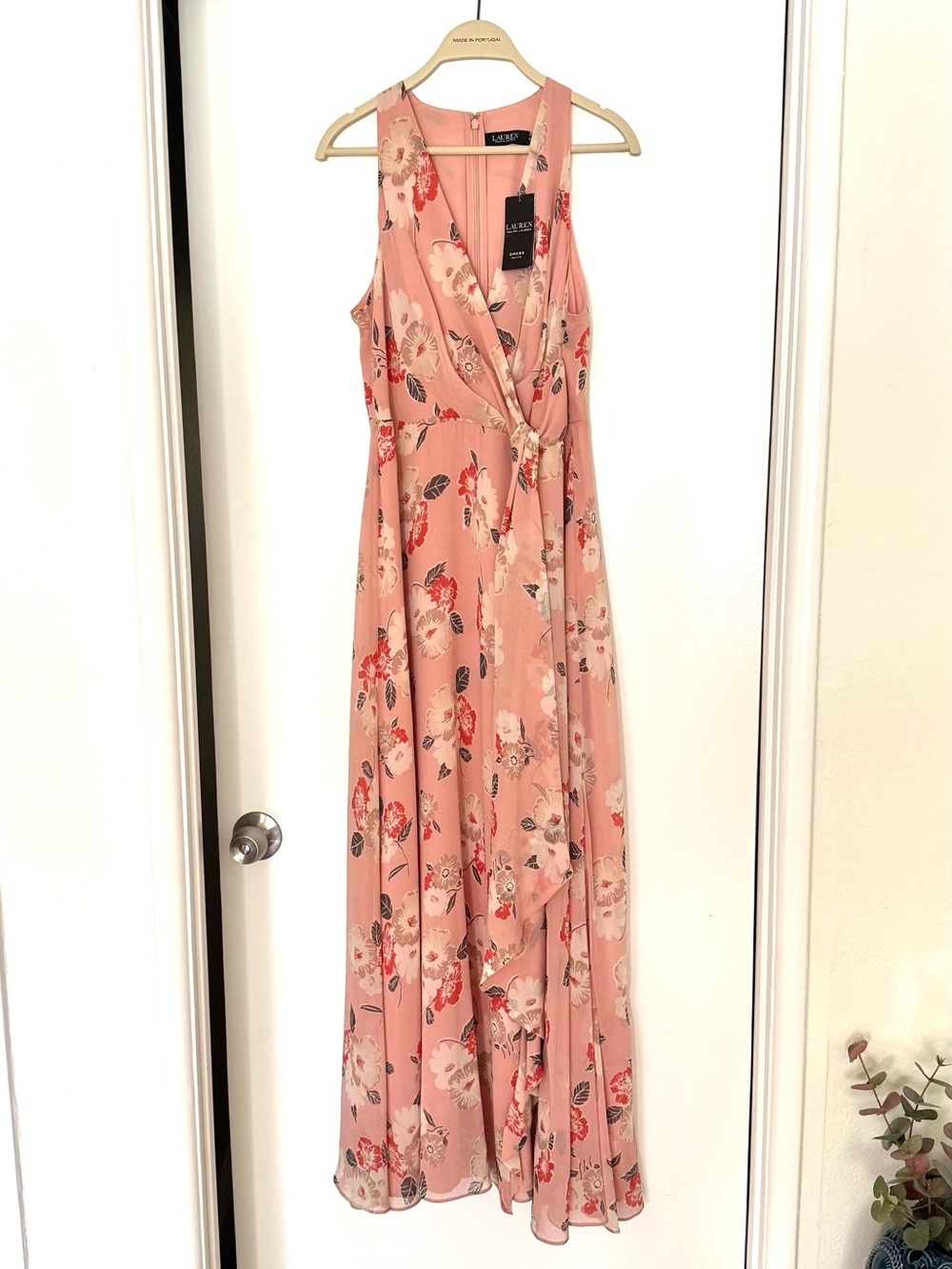 Lauren Ralph Lauren Floral Chiffon Maxi Dress Pink 8P NWT